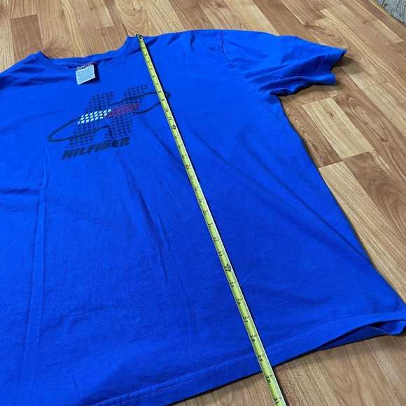 Tommy Hilfiger Y2K T-Shirt Blue‎ Mens Size 2XL XXL Blue Big Logo GUC - Picture 5 of 6